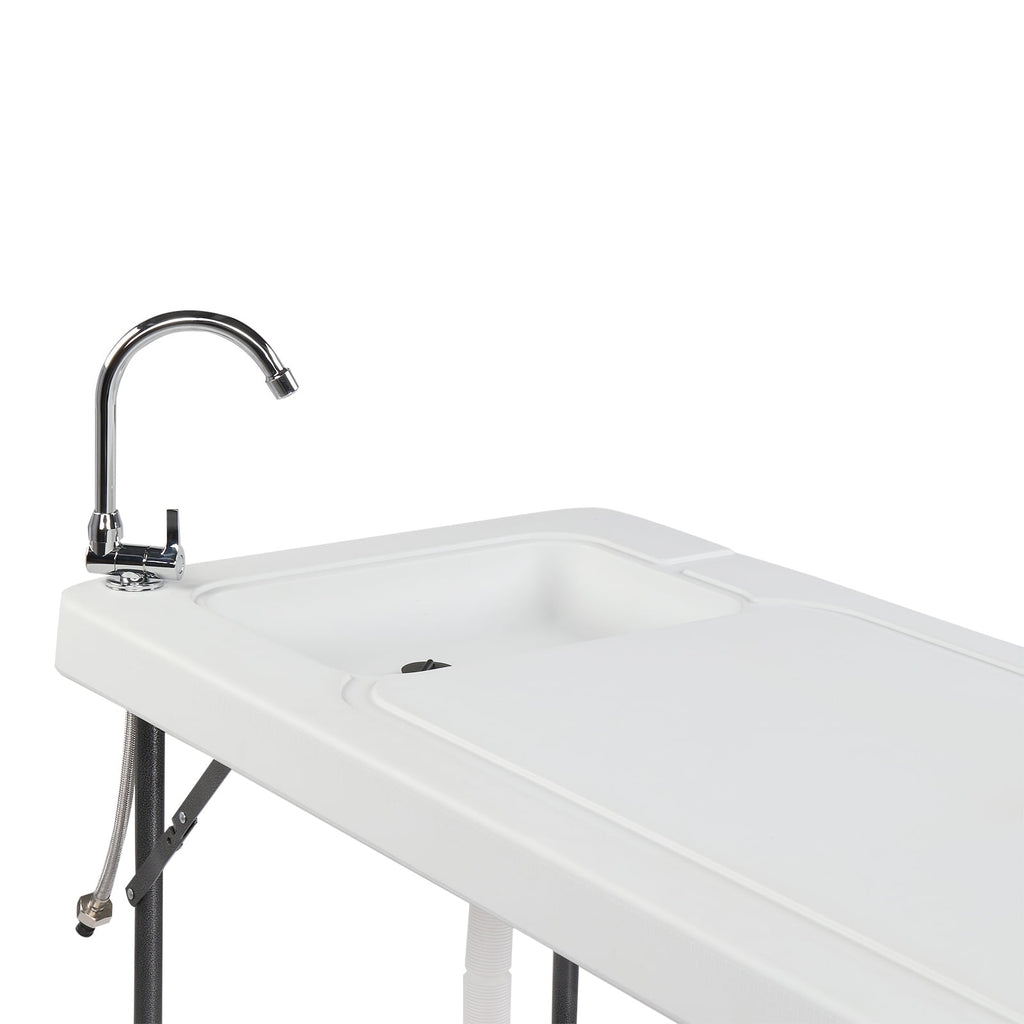 COOKCOK HDPE Rectangular With Barbed Wire Foldable Outdoor Table, 46"L x 24"W x 37"H, White