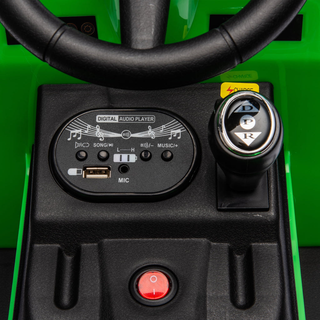 SUSIELADY 12V Kids Ride on Tractor, Electric Tractor Black Knight, Removable Storage Tug, Removable Storage Tug, LED Light, Music, MP3, Power Display, for Boys Girls Aged 3+