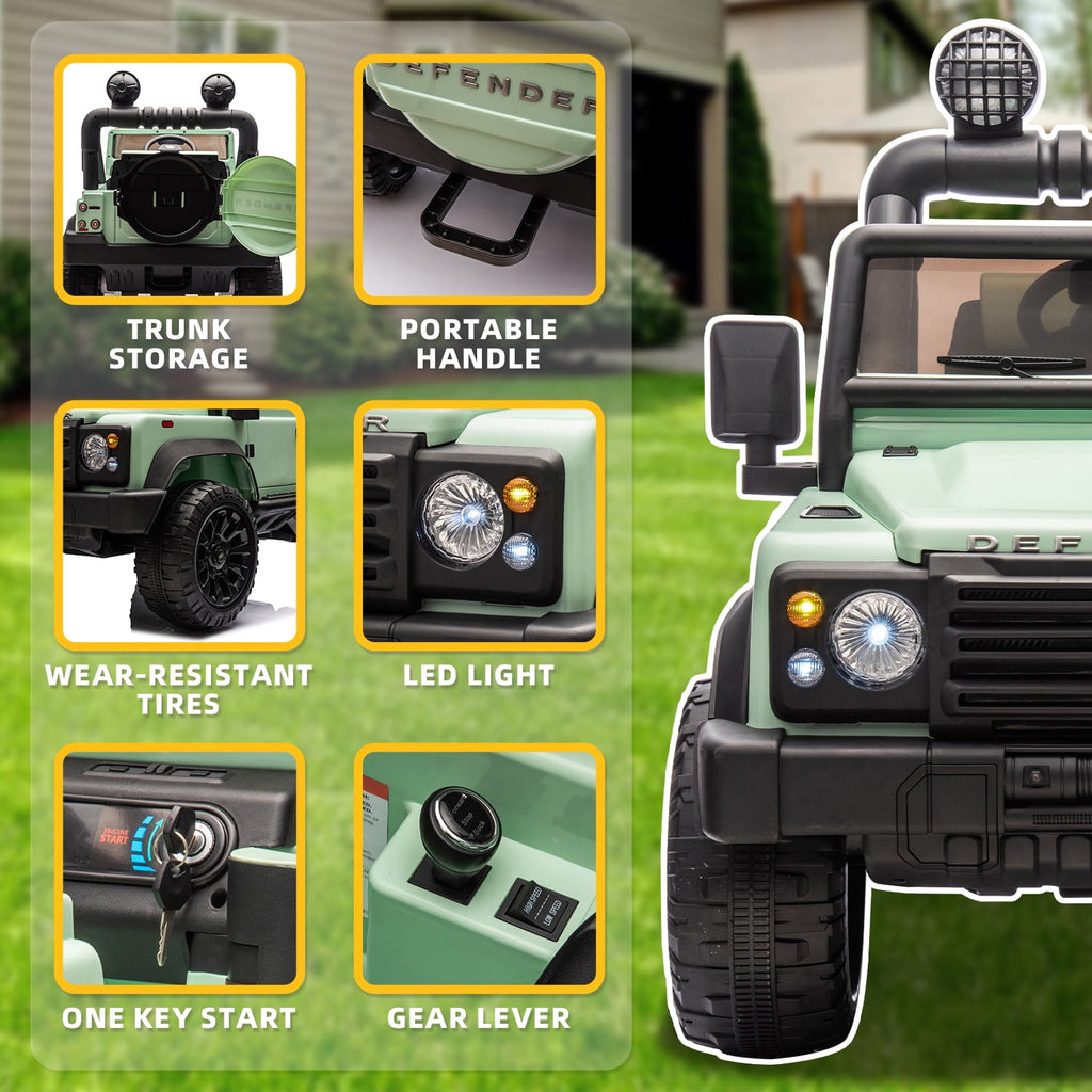 SUSIELADY 24V Kids Ride on Car, Licensed Land Rover Defender Volta 5008, with 17" Width Seat, Remote Control, Bluetooth, MP3, Music, for Kids Aged 3+