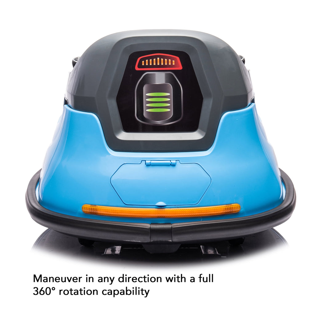 Track 7 12V Ride on Bumper Car, Electric Bumper Car for Kids Toddlers Age 1.5-5 Years, Ride on Car with Remote Control, Bluetooth, LED Lights, 360°Spin, Blue