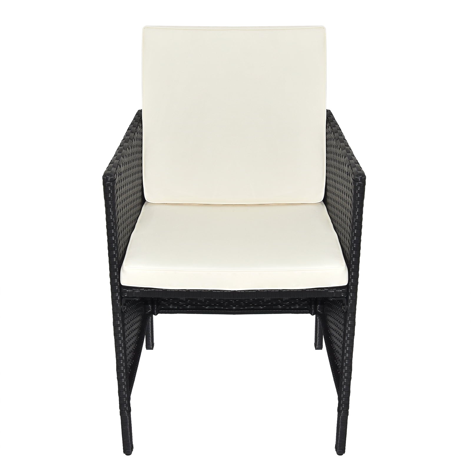 COOKCOK  Patio Dining Table Set, 9 Piece Outdoor Furniture Sets, Black Wicker Rattan Dining Table and Chairs Set, Patio Conversation Set with Cushions for Garden & Backyard, Beige