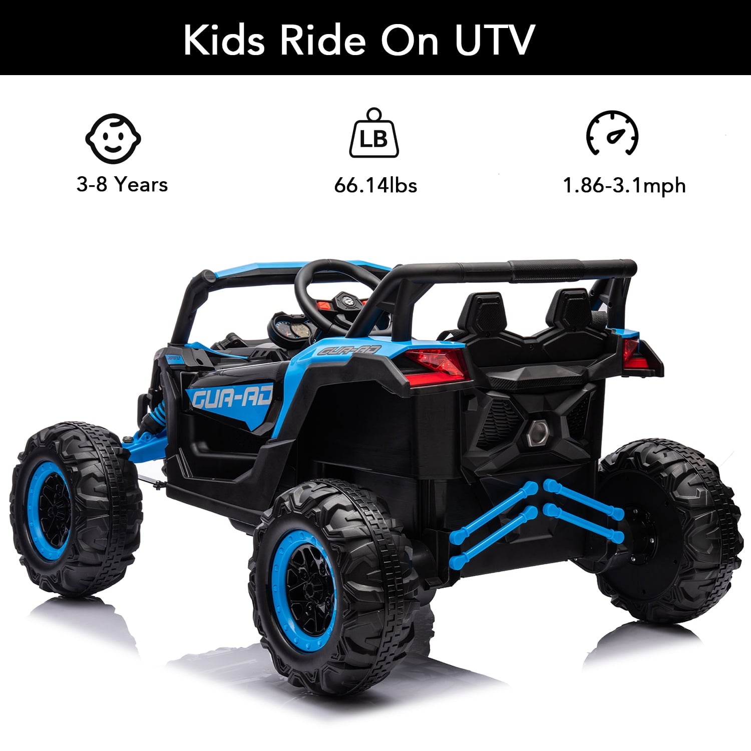 Track 7 12V Kids Ride on UTV, Off-Road Truck, Electric Car for Boys Girls Age 3+, Kids Ride on Car with Remote Control, Music Player, Lights, Blue