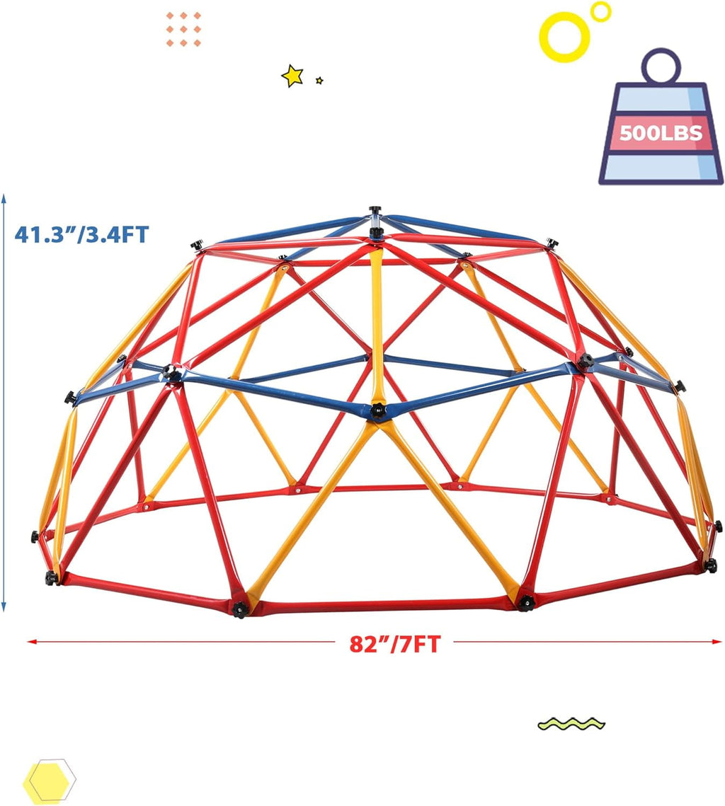 Track Seven Climbing Dome for Kids, Universal Exercise Dome Climber, Dome Climber for Kids Outdoor, Supporting 439lbs Play Center Outdoor Playground For Fun, Red and Yellow and Blue