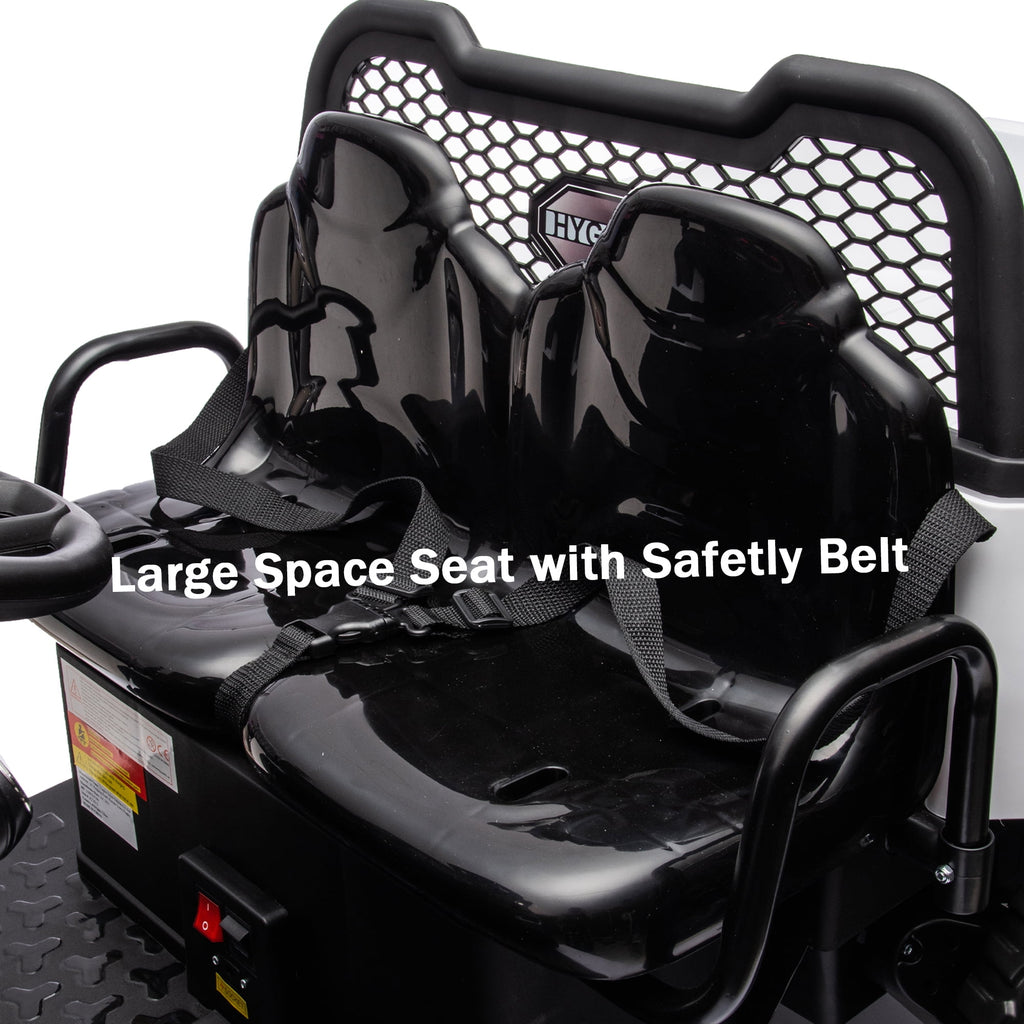 Track 7 24V Ride on Car, 2-Seater Ride On Dump Truck, 6 Wheels Electric Car with Remote Control, Music, Shift Lever, off-Road Ride on UTV, White
