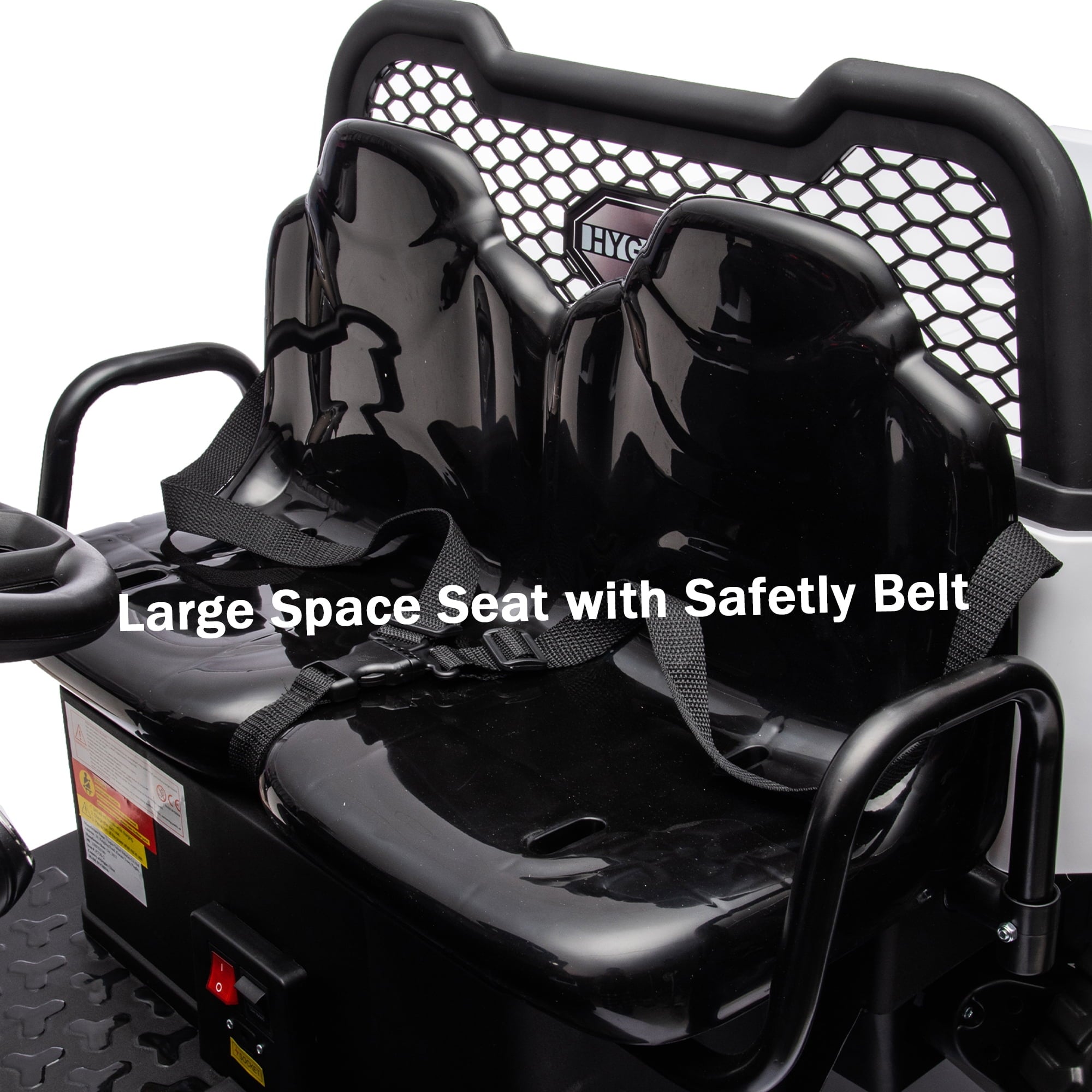 Track 7 24V Ride on Car, 2-Seater Ride On Dump Truck, 6 Wheels Electric Car with Remote Control, Music, Shift Lever, off-Road Ride on UTV, White