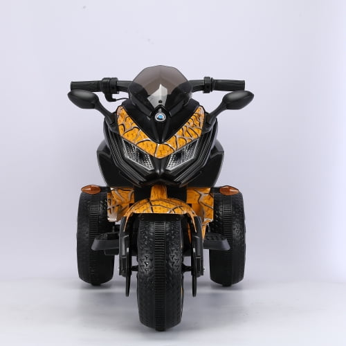 Track 7 12V Kids Motorcycle Ride On Toys, 4Mph Battery Powered Motorbike for Kids with Training Wheels, LED Lights, Lighting Wheels, Music, Gift for 3-6 Years Boys Girls, Yellow