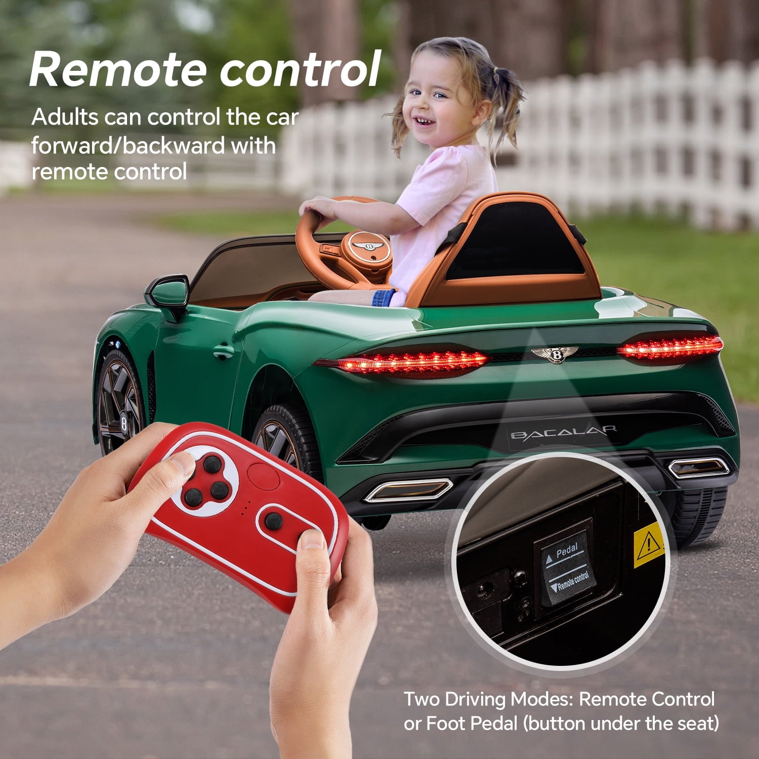 LISUEYNE Kids Ride on Car, 12V Licensed Bentley Mulsanne Electric Car for Kids Age 3+, Remote, Music, Green
