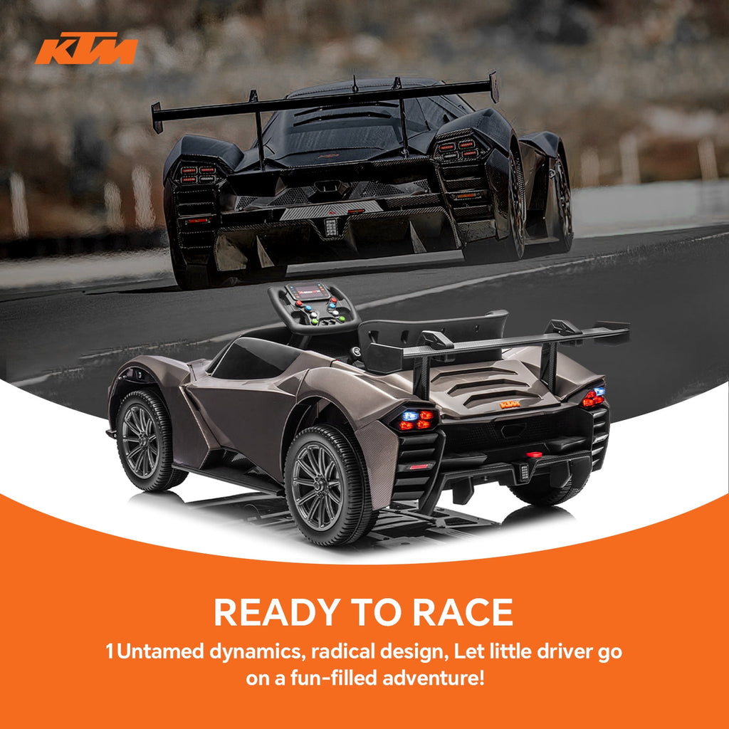 Track Seven 12V Ride on Car with Remote Control, Licensed KTM X-BOW GTXR Electric Car for Kids Age 3+, Music, Ride on Toy Electric Vehicle, Black