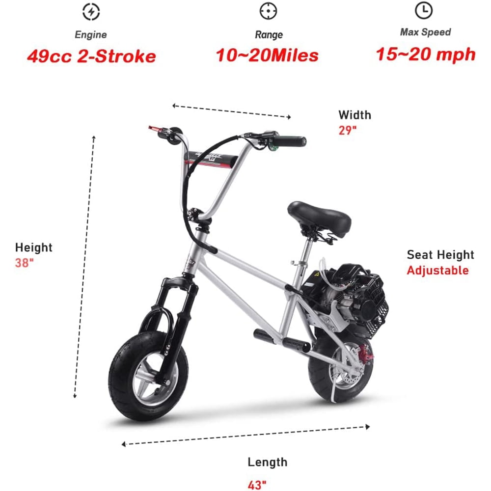 Track 7 49cc 2-Stroke Gas Dirt Bike,Max Speed 20mph,Off Road Gas Mini Motorcycle,EPA Approved Trail Mini Bike,Pull Start,Rear Disc,Adjustable Seat,Age 13+