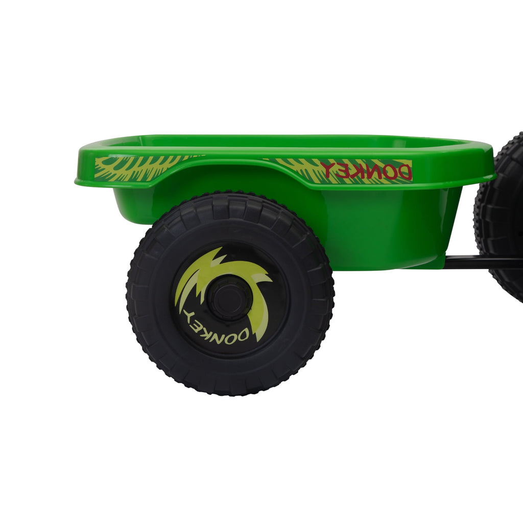 Track 7 Kids Ride on ATV with Trailer, 4 Wheeler Electric Quad Vehicle, Ride on Car with Music, Horn, Power Display, Kids Electric ATV, Green