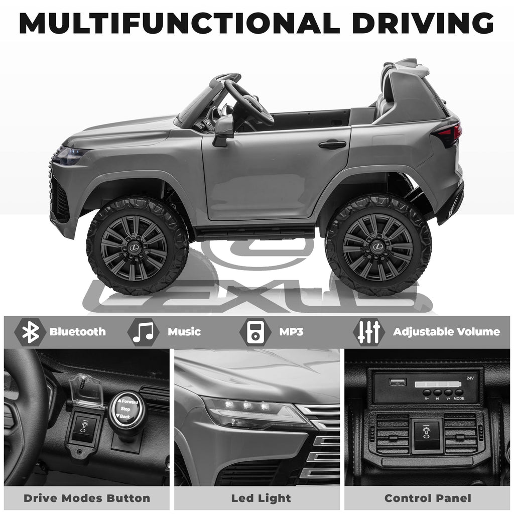 SUSIELADY 24V 2-Seater Kids Ride on Car, Licensed LEXUS LX600, with 20" Width Seat, Remote Control, Portable Handle, Key Start, Music, for Kids Aged 3+