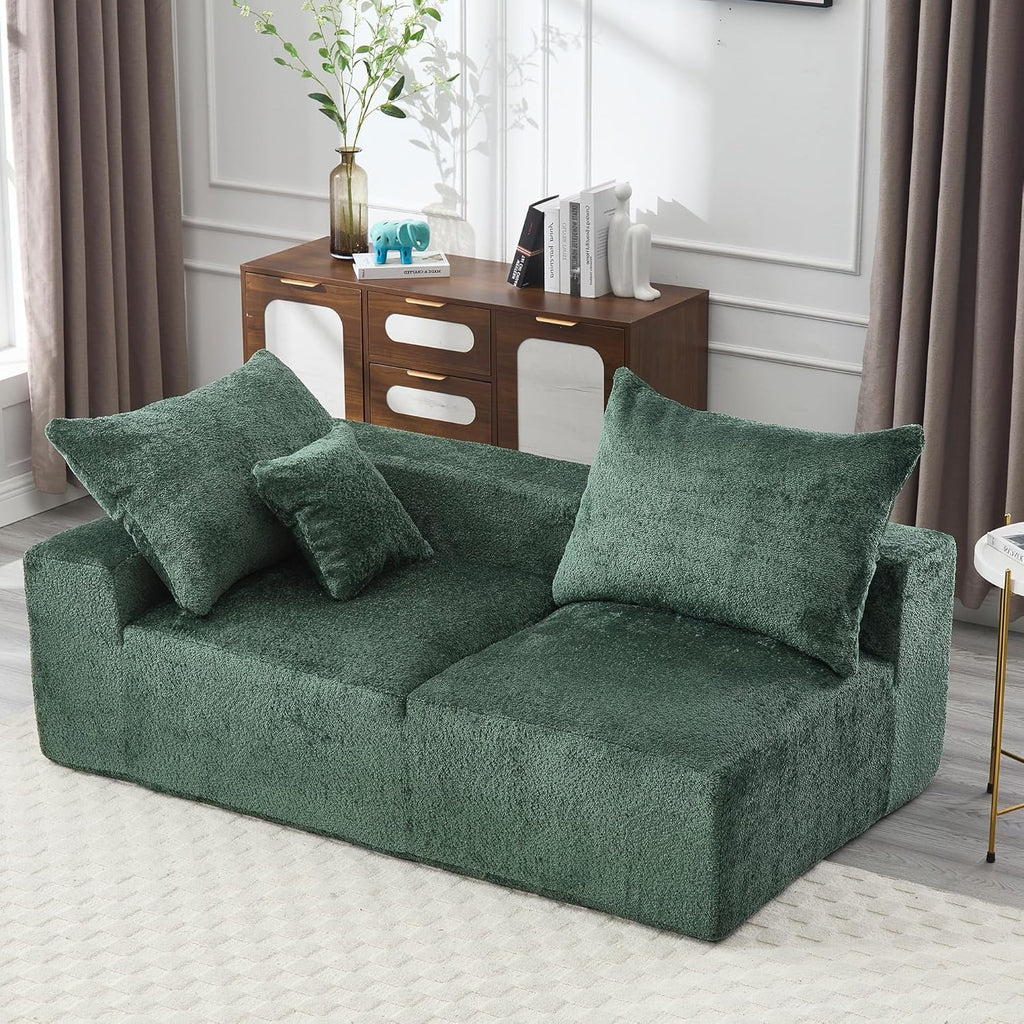 BISHE 67.72"-R Modular Sectional Sofa Couch, L-Shaped Chenille Fabric Cloud Couch with Chaise, Modern Deep Seat Sofa, No Assembly Required, Includes Pillows for Living Room, Emerald