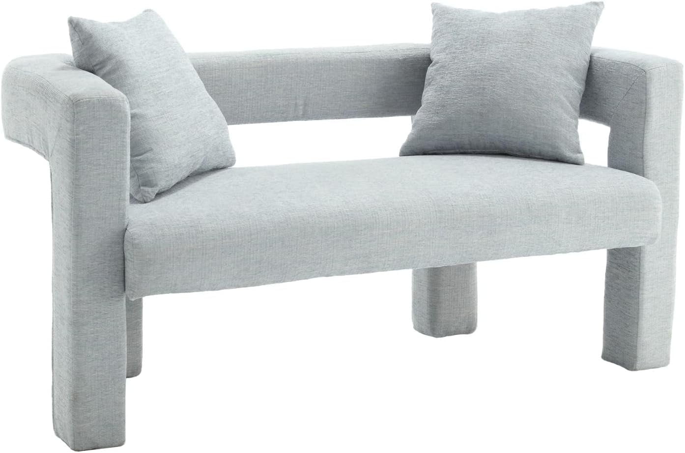 BISHE Modern Chenille Loveseat Sofa, Plush 2-Seater Couch for Small Spaces, Upholstered Accent Sofa Bed with Soft Fabric, Compact Apartment Sofa for Living Room & Bedroom, Grey