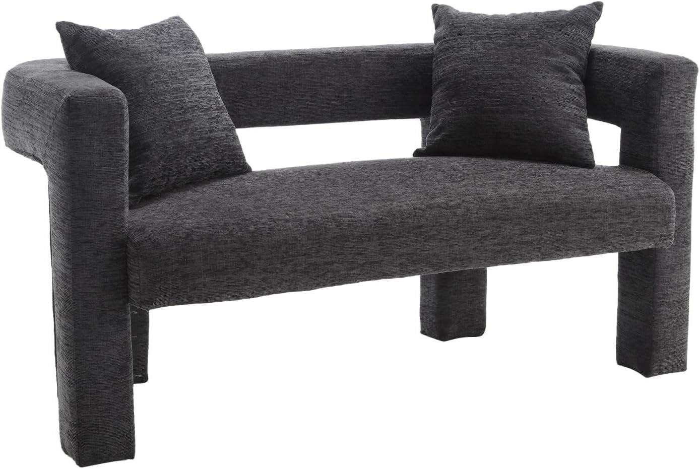 BISHE Modern Chenille Loveseat Sofa, Plush 2-Seater Couch for Small Spaces, Upholstered Accent Sofa Bed with Soft Fabric, Compact Apartment Sofa for Living Room & Bedroom, Grey