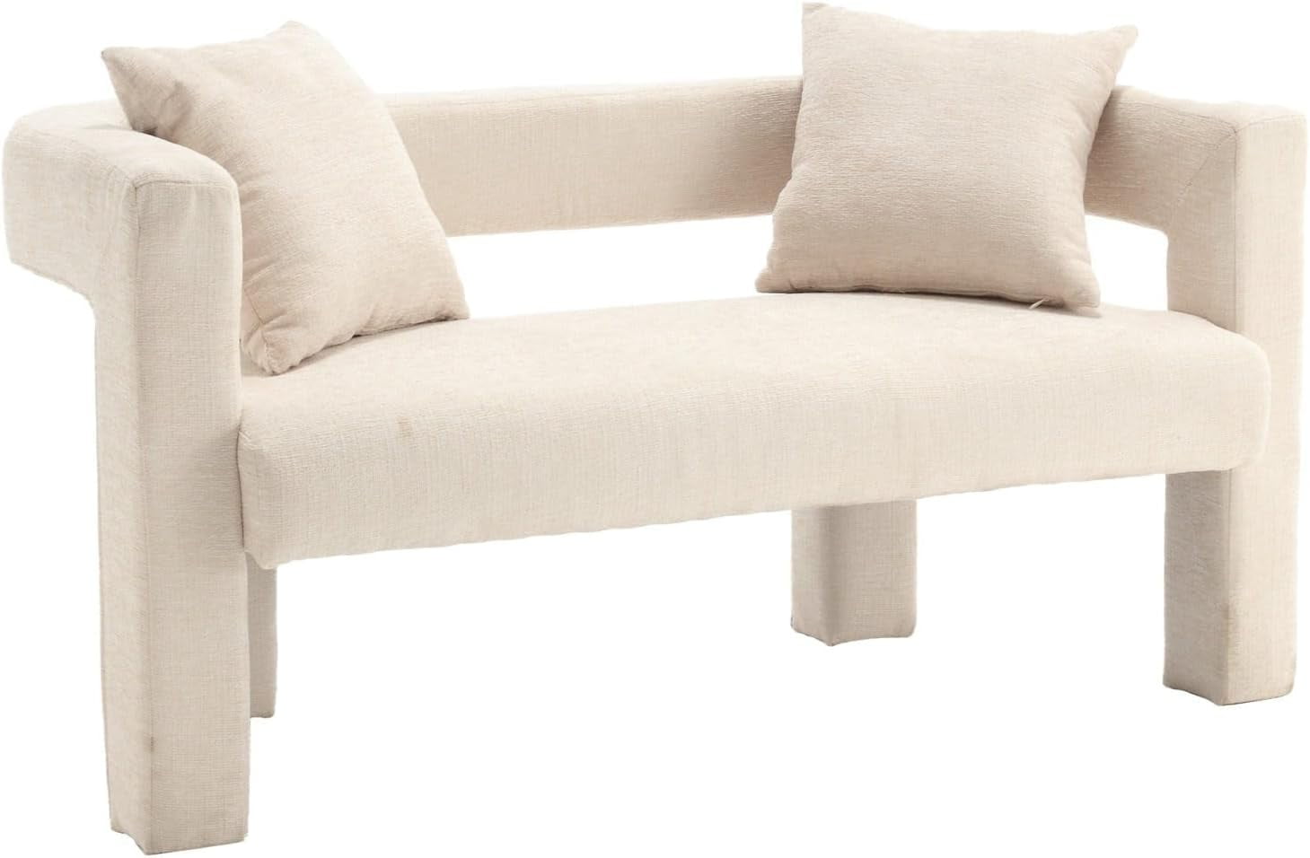 BISHE Modern Chenille Loveseat Sofa, Plush 2-Seater Couch for Small Spaces, Upholstered Accent Sofa Bed with Soft Fabric, Compact Apartment Sofa for Living Room & Bedroom, Grey