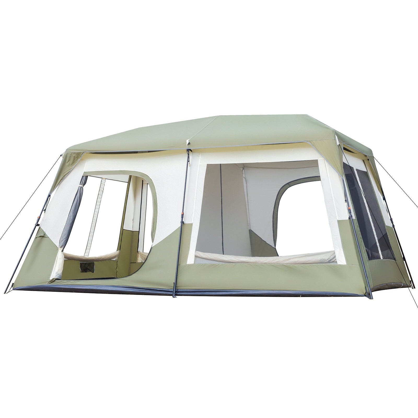 COOKCOK 6 Person Camping Tent, Setup in 60 Seconds, with Rainfly & Windproof, Tent with Carry Bag, Family Camping and Hiking, 120"L x 107.8"W x 65.9"H, Army Green & White
