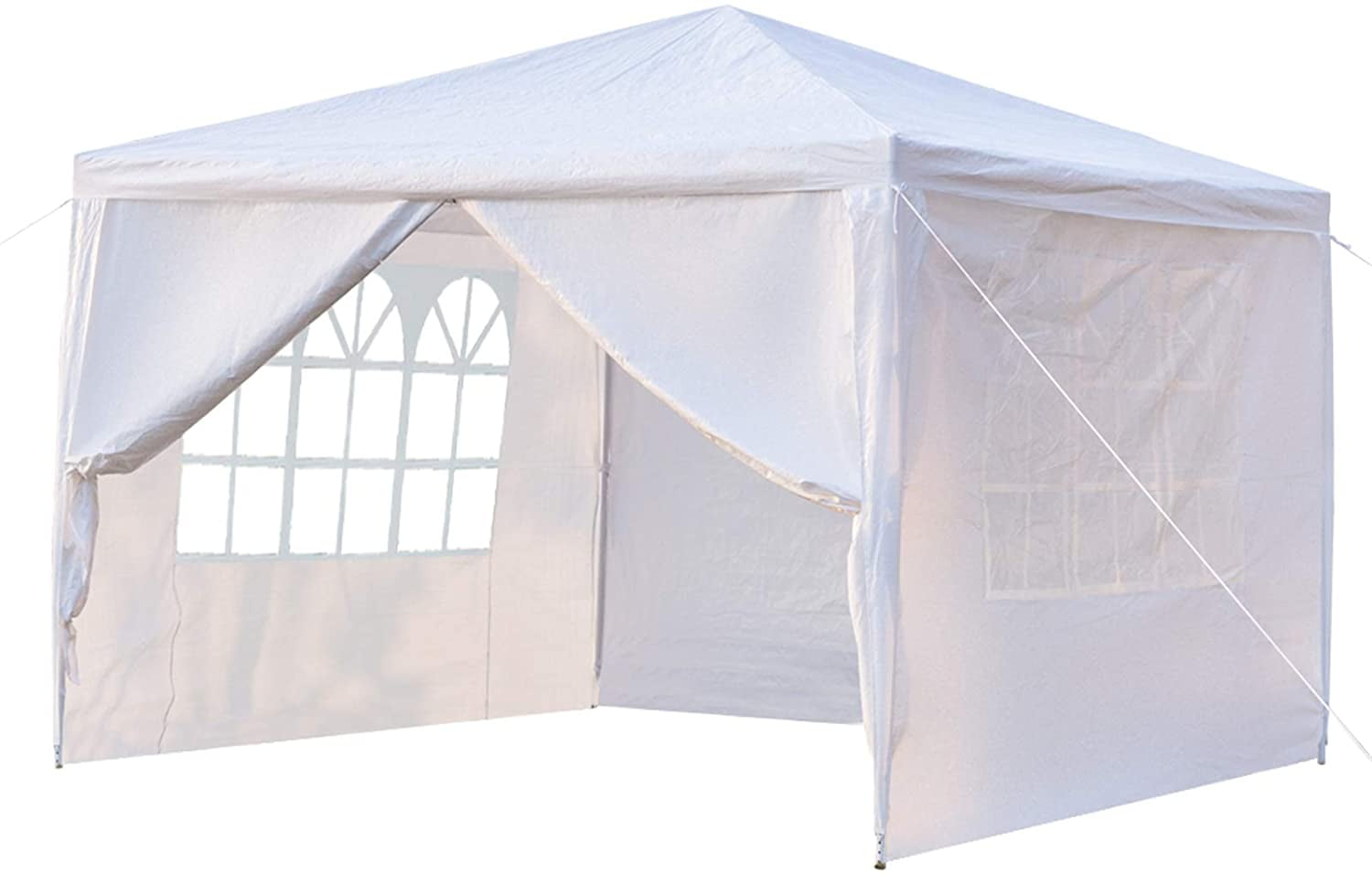 COOKCOK 10 x 10 ft Outdoor Wedding Party Gazebo Tent, Waterproof Tent with Spiral Tubes, Patio Parties Tent Sunshade Shelter Canopy with Removable Sidewalls & Brighter Windows (4 Sidewalls)