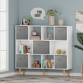COOKCOK 11-Cube Storage Organizer, Bookshelf with Storage Bins, 4 Tier Freestanding Open Bookshelf with 5 Nonwoven Fabric Drawers,White