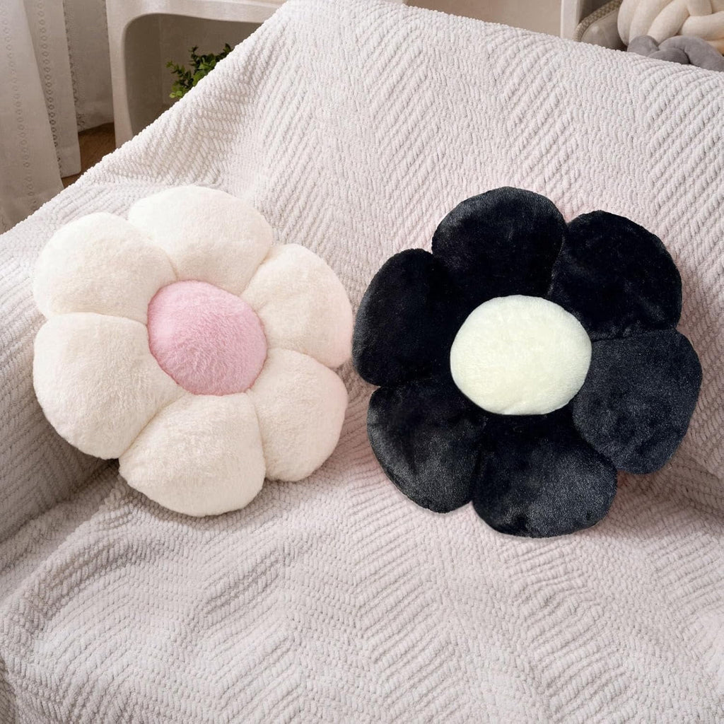 COOKCOK 2 Pcs Flower Pillow 15" Flower Throw Pillows, Cute Daisy Flower Shaped Floor Pillow Seat Cushions, Decorative Throw Pillows for Bedroom, Living Room