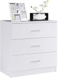 COOKCOK 3 Drawer Dresser, Wood Drawer Chest Dresser Cabinet with Storage, 25.98"x 13"x 22.05", Storage Cabinet, Clothing Organizer with Cut-Out Handle, Nightstand for Living Room, Bedroom, White