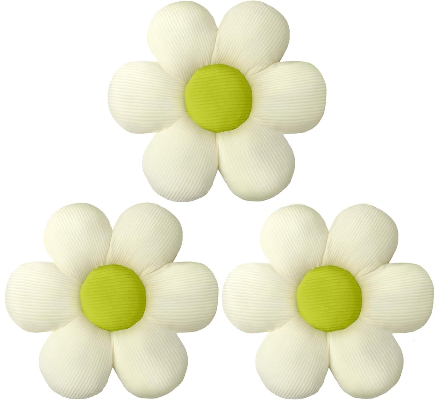 COOKCOK 3 Pcs Flower Pillows, 16" Flower Shaped Throw Pillow, Cute Daisy Floor Pillow Seating Cushions for Adults Home Bedroom Sofa Chair Couch