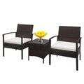 COOKCOK 3 Pieces Patio Set Outdoor Wicker Patio Furniture Sets Modern Bistro Set Rattan Chair Conversation Sets with Coffee Table for Yard and Bistro,Black