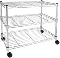 COOKCOK 3-Tier Wire Shelving,24"D x 12"W x 22"H Storage Shelves with Wheels,Metal Shelf,Garage Shelf for Storage
