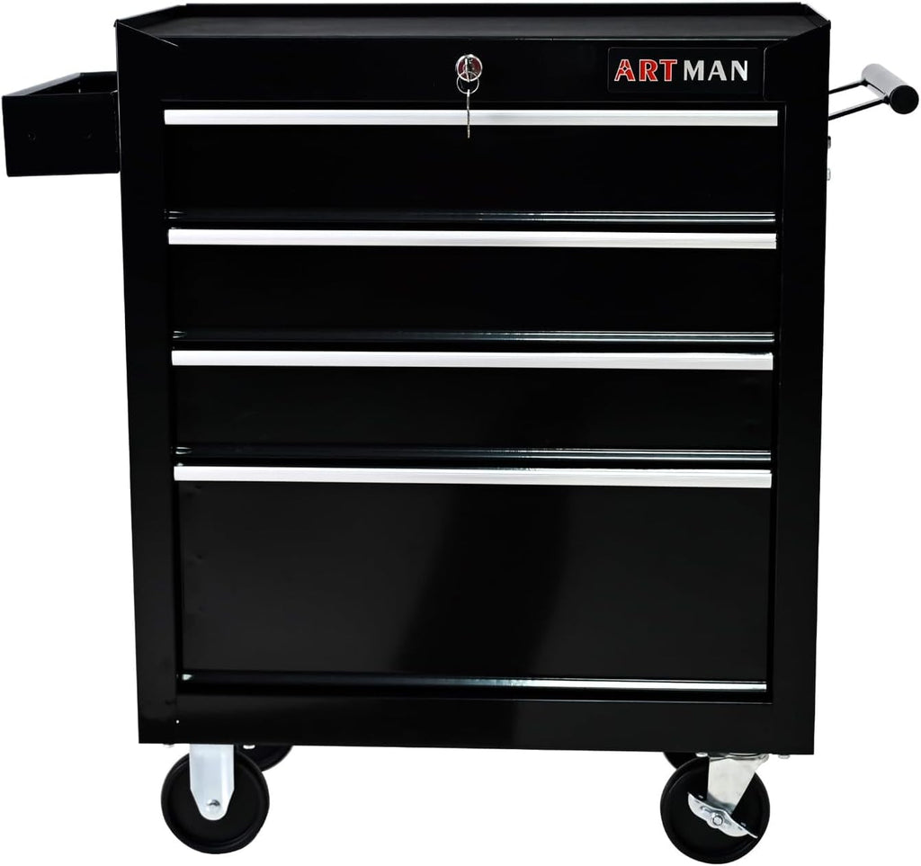 COOKCOK 4-Drawers Tool Cabinets On Wheels,, 4 Universal Wheels & 2 Brakes, Heavy Duty Rolling Utility Tool Cabinet, Mechanic Tool Chest for Garage, Warehouse, Repair Shop