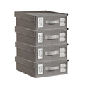 COOKCOK 4 Pack Bed Sheet Organizers and Storage, Foldable Sheet Organizer for Linen Closet, Sheets Set Folder Keeper with Window XL (Queen & King Size) Organizing Bedding Container, Grey