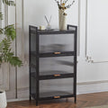 COOKCOK 4-Tier Storage Shelf, Kitchen Storage Cabinet with Flip-up PC Doors, Mobile Microwave Stand, Freestanding Kitchen Bakers Rack with 4 Rolling Casters, 23.62"x12.59"x42.91", Black