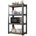 COOKCOK 4-Tier Storage Shelving, Heavy Duty Adjustable Metal Shelf, Wooden Board, 23.6" x 11.8" x 46" Utility Storage Rack for Kitchen, Pantry, Basement, Bathroom, Laundry, Warehouse, Black