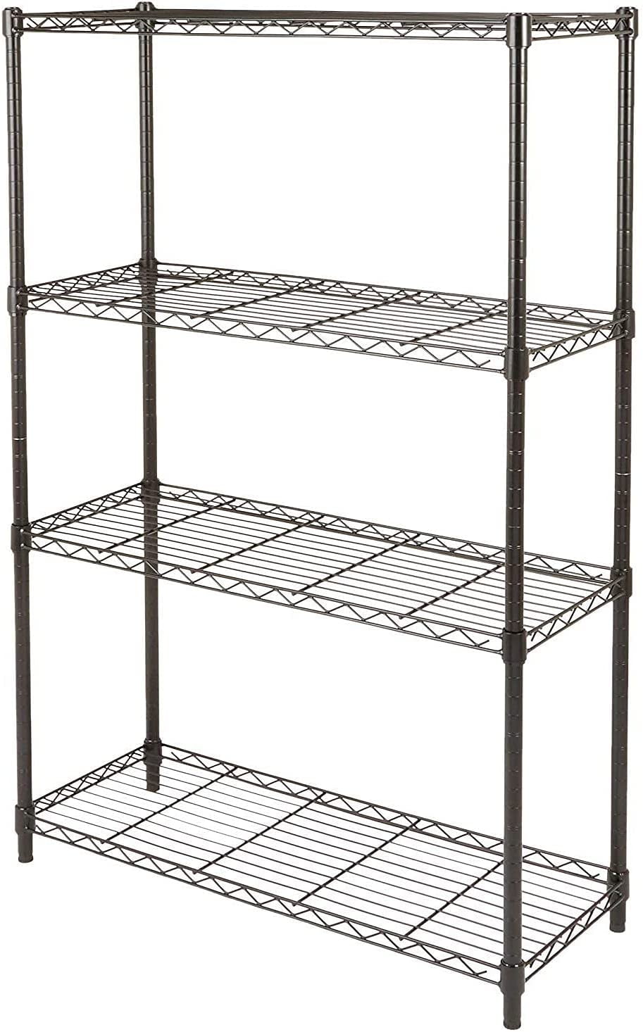 COOKCOK 4-Tier Wire Shelving Unit, 35.4"x 13.8"x 55.1" Metal Shelf, NSF Certified, Adjustable Heavy Duty Carbon Steel Shelf for Home Kitchen Bathroom Garage, 440lbs Capacity, Black