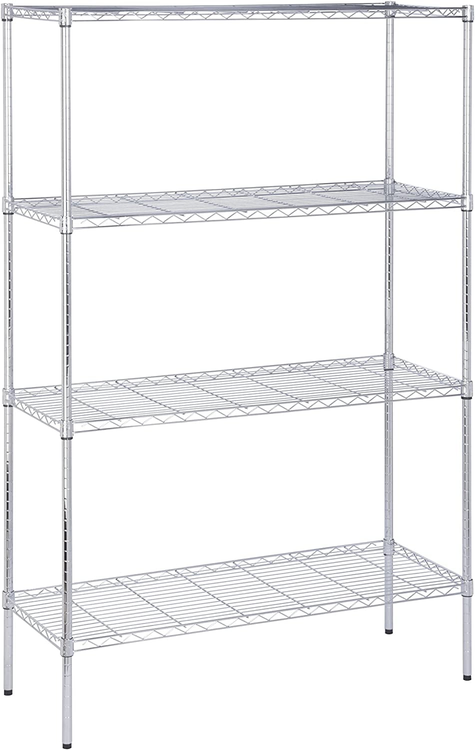 COOKCOK 4-Tier Wire Shelving Unit, 35.4"x 13.8"x 55.1" Metal Shelf, NSF Certified, Adjustable Heavy Duty Carbon Steel Shelf for Home Kitchen Bathroom Garage, 440lbs Capacity, Silver