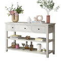 COOKCOK 47" Entryway Table, Console Table with 3 Drawers, Sofa Table Narrow Long with Storage Shelves for Living Room, Couch, Hallway, Foyer, Kitchen Counter, White