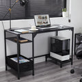 COOKCOK 47 inch Computer Desk with Storage,  Home Office Adult Lap Desks with Shelf, Bedroom, Living Room