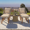 COOKCOK 5 Pieces Patio Furniture Chair Sets, Balcony Furniture Sets with Wicker Cool Bar Table, Wicker Chairs with Ottomans, Outdoor Chairs Set for Backyard, Balcony, Poolside, Brown