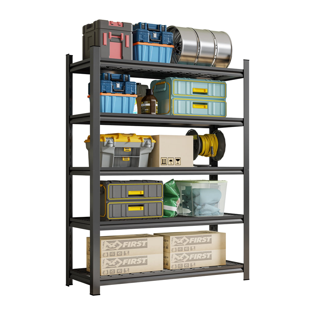 COOKCOK 5-Tier Heavy Duty Garage Shelving 47"W x 24"D x 71"H, 2500 LBS Adjustable Metal Shelf, Black