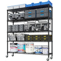 COOKCOK 5-Tier Storage Shelves, 74" H Heavy Duty Wire Storage Shelves with Wheels, Adjustable Metal Shelving, Rolling Metal Organizer Shelf Utility Rack for Warehouse, Restaurant, 59" x 17" x 74"