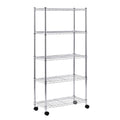 COOKCOK 5-Tier Wire Shelving, 35"D x 17"W x 73"H Storage Shelves, Metal Shelves with Wheels, Height Adjustable Garage Shelf for Storage