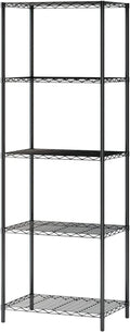 COOKCOK 5-Tier Wire Shelving Unit, 21.2"x 11.42"x 59.1" Storage Shelf, Metal Shelf, Wire Rack Shelving for Home Kitchen Bathroom Garage Pantry Organization, 550lbs Capacity, Black