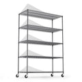 COOKCOK 5-Tier Wire Shelving Unit, Height Adjustable Metal Storage Shelf, 48" x 24" x 82" Garage Storage Shelves with Wheels, 600lbs Capacity, Heavy Duty Wire Rack with PE Mat, NSF Certified, Black