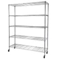 COOKCOK 5-Tier Wire Shelving with Wheels,Storage Shelving Unit,Adjustable Wire Shelving,Heavy Duty Kitchen Shelf,Carbon Steel Wire Shelving Unit for Garage Storage, Laundry Room,Kitchen Organization