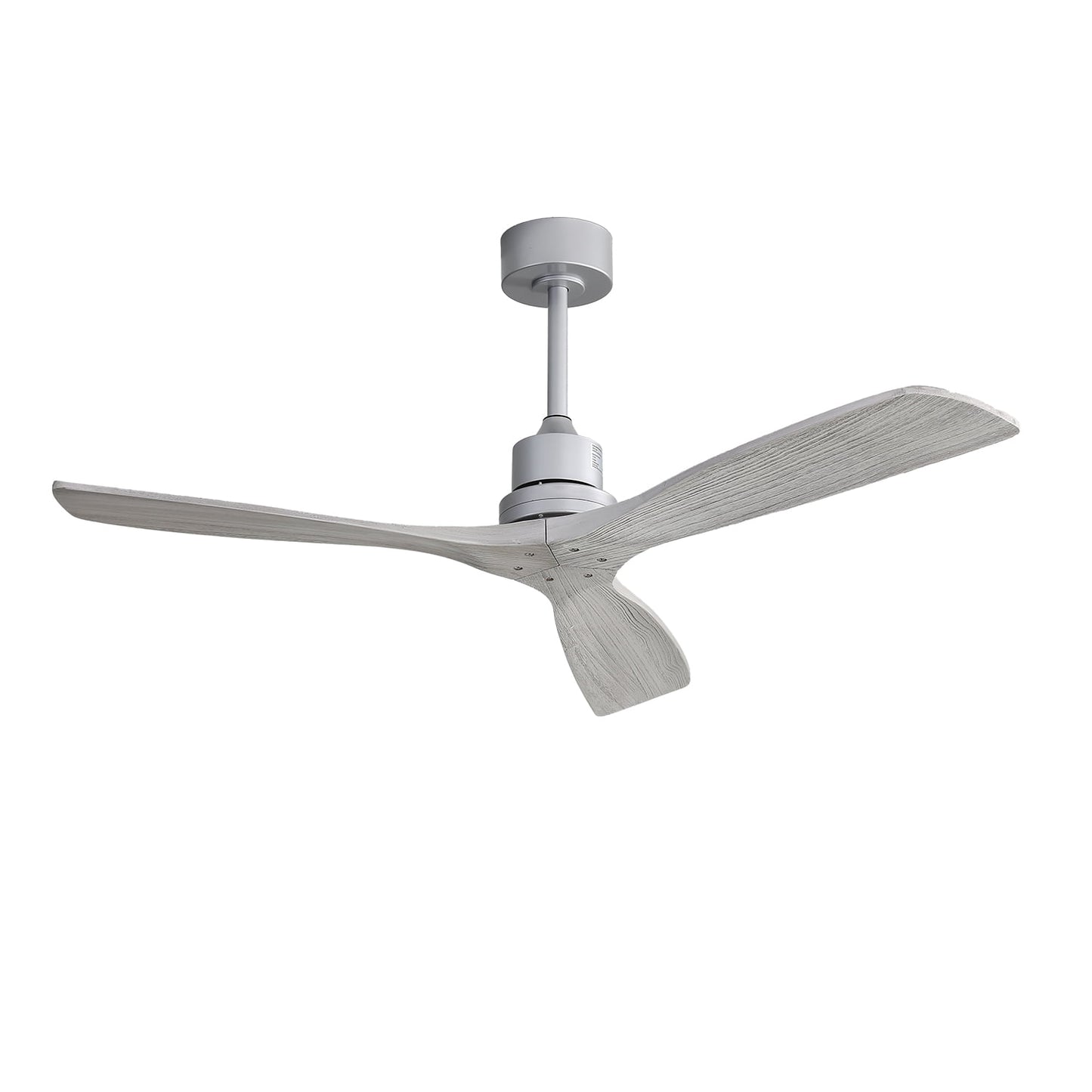 COOKCOK 52" Ceiling Fan, Outdoor Wood Ceiling Fan with Remote, 3 Carved Wood Fan Blade, Reversible Motor, Grey