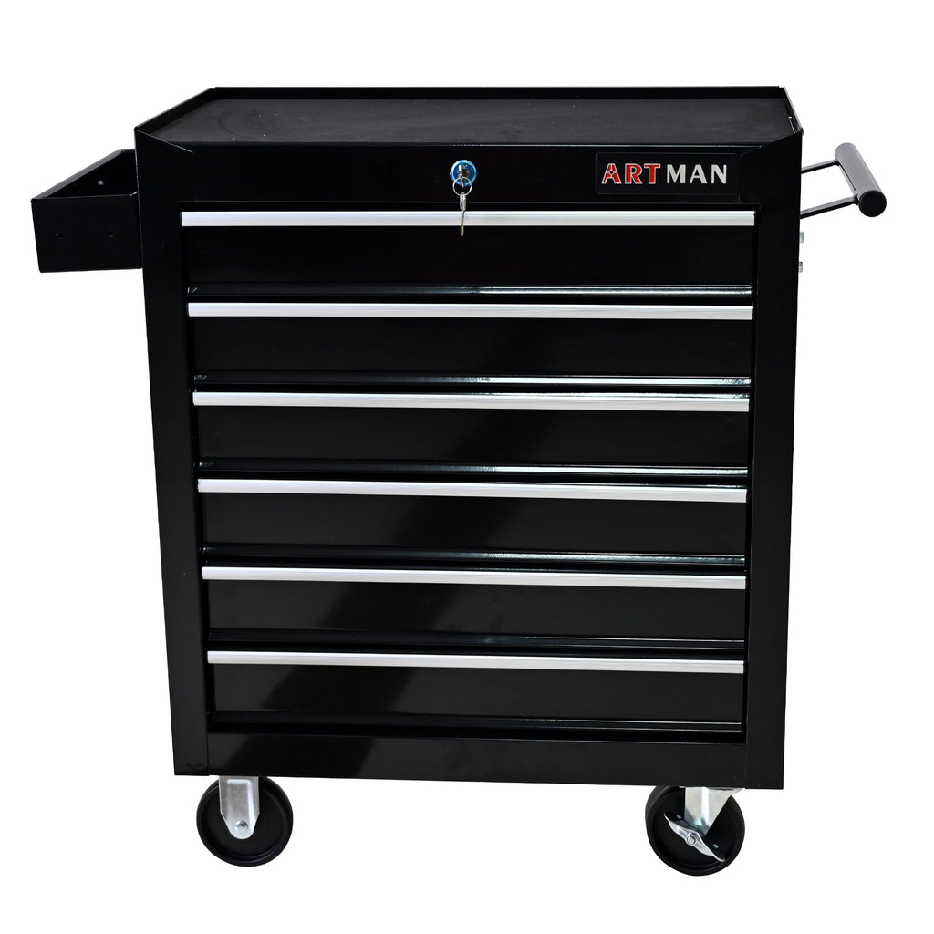 COOKCOK 6-Drawers Tool Cabinets On Wheels, Rolling Tool Chest With Drawers, Craftsman Tool Box With Keyed Locking System, Tool Storage Organizer For Warehouse, Garage, Workshop, Black