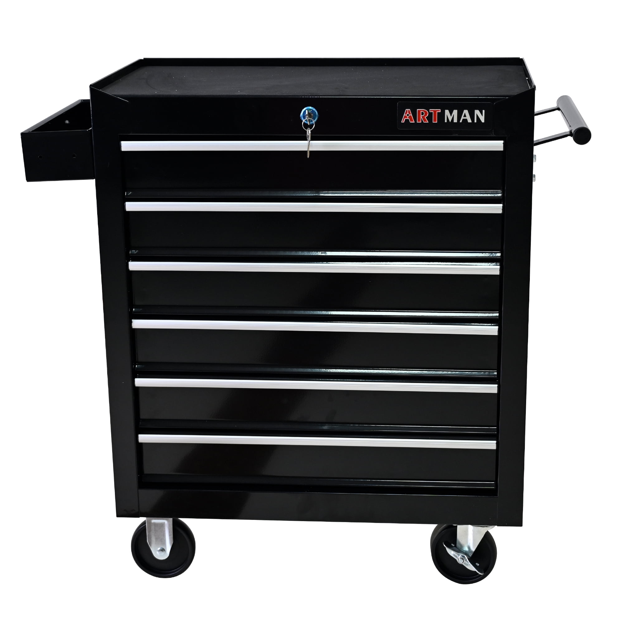COOKCOK 6-Drawers Tool Cabinets On Wheels, Rolling Tool Chest With Drawers, Craftsman Tool Box With Keyed Locking System, Tool Storage Organizer For Warehouse, Garage, Workshop, Black