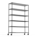 COOKCOK 6-Tier Wire Shelving Unit, Height Adjustable Metal Storage Shelf, 48" x 18" x 82" Garage Storage Shelves with Wheels, 600lbs Capacity, Heavy Duty Wire Rack with PE Mat, NSF Certified, Black