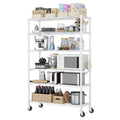 COOKCOK 6-Tier Wire Shelving Unit with Wheels 46"W x 18"D x 82"H, White