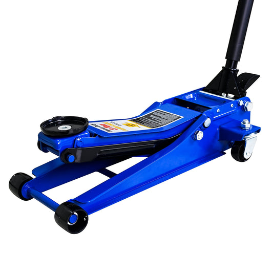 COOKCOK 6600 lbs Heavy Duty Horizontal Double Pump Floor Jack Foot Model, Steel, Blue