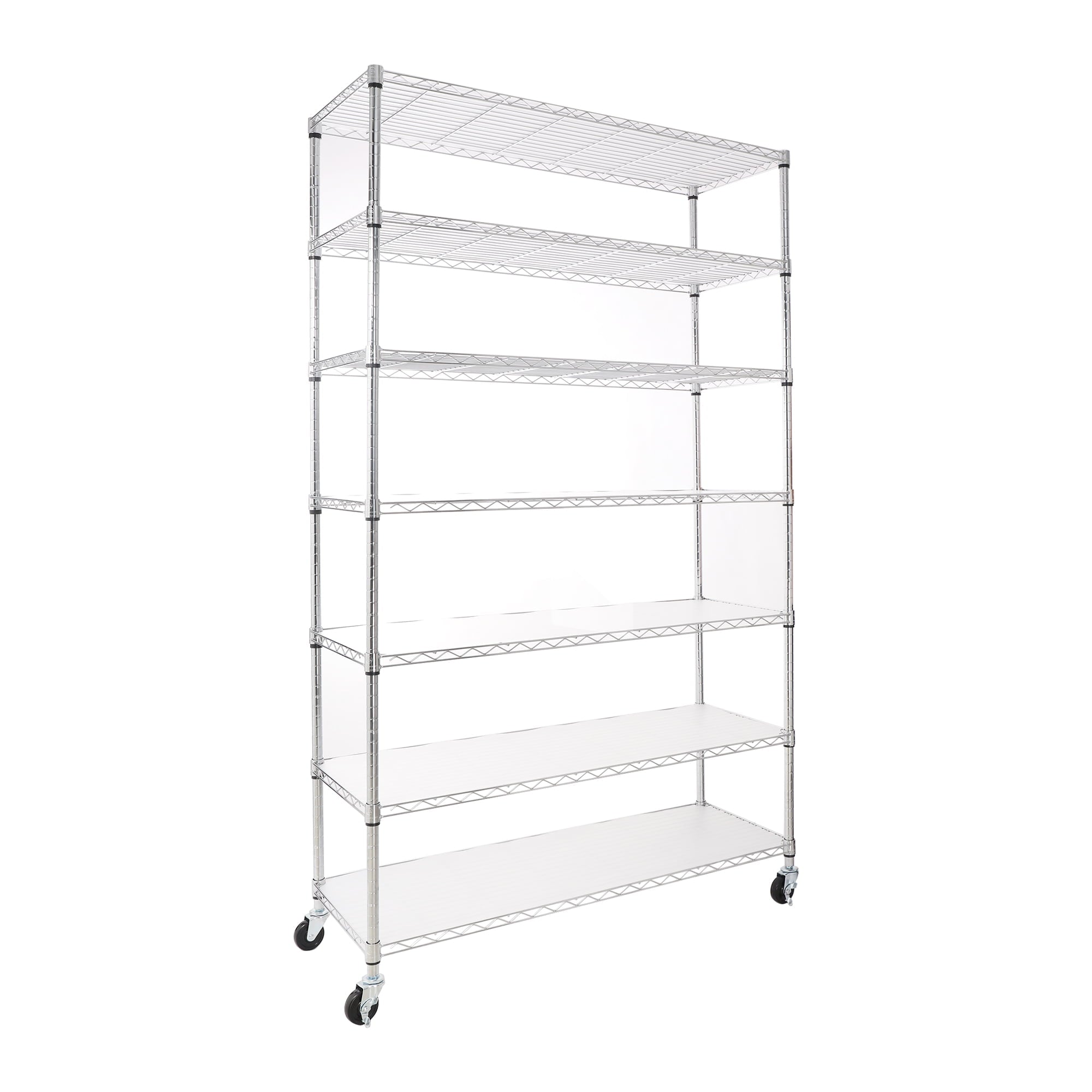 COOKCOK 7-Tier Wire Shelving Unit, 48" x 18" x 82" NSF Height Adjustable Metal Storage Shelf with Wheels, 500 lbs Capacity, Heavy Duty Garage Shelves with PE Mat,  Storage Wire Rack, Green