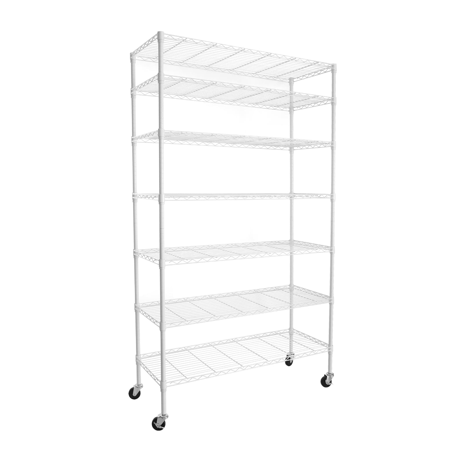 COOKCOK 7-Tier Wire Shelving Unit, 48" x 18" x 82" NSF Height Adjustable Metal Storage Shelf with Wheels, 500 lbs Capacity, Heavy Duty Garage Shelves with PE Mat,  Storage Wire Rack, Green